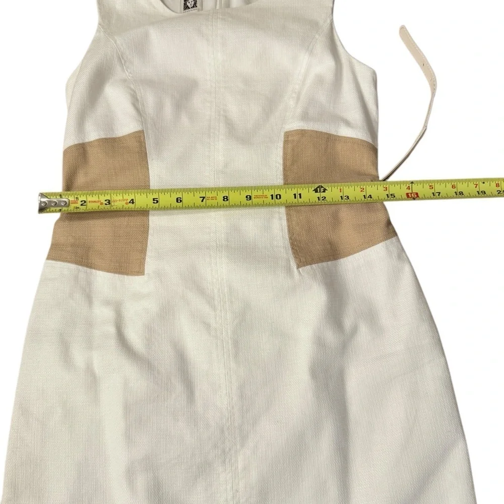 Anne Klein Cream and Tan Sheath Dress w/Belt  Size 2 - Picture 12 of 13